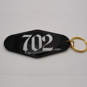 Motel Keychain Custom Retro Styled Black And White 702 Area Code Keychain